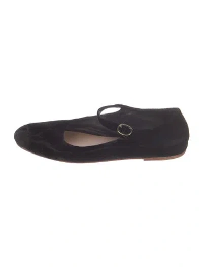 Pre-owned Doen Velvet Mary Jane Flats In Blue