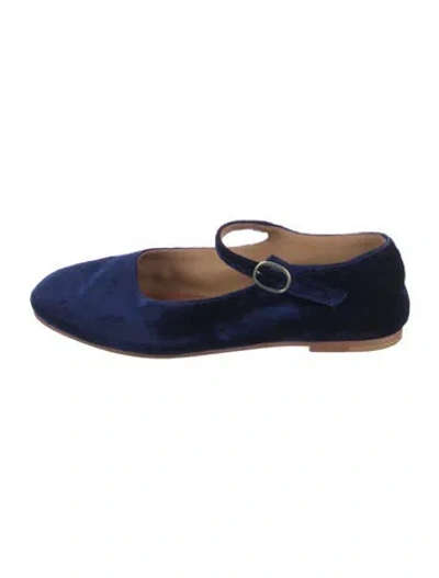 Pre-owned Doen Velvet Mules In Blue