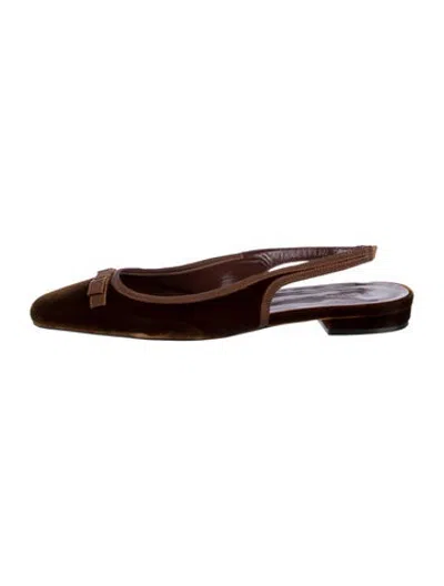 Pre-owned Doen Velvet Slingback Flats In Brown