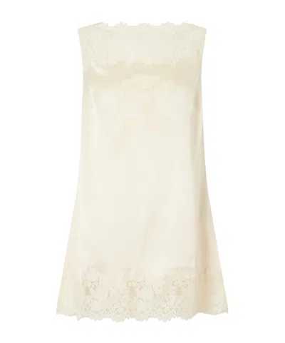 Doen Vida Lace-trimmed Silk-satin Mini Dress In Neutral