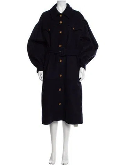 Pre-owned Doen Virgin Wool Coat In Blue