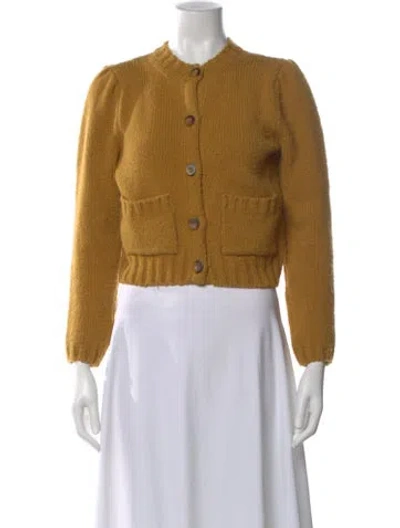 Pre-owned Doen Virgin Wool Crew Neck Sweater In Yellow