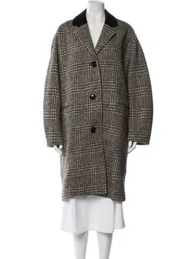 Pre-owned Doen Virgin Wool Plaid Print Coat In Multi