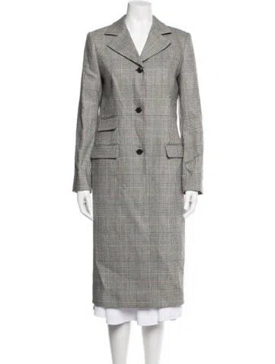 Pre-owned Doen Virgin Wool Plaid Print Coat W/ Tags In Grey
