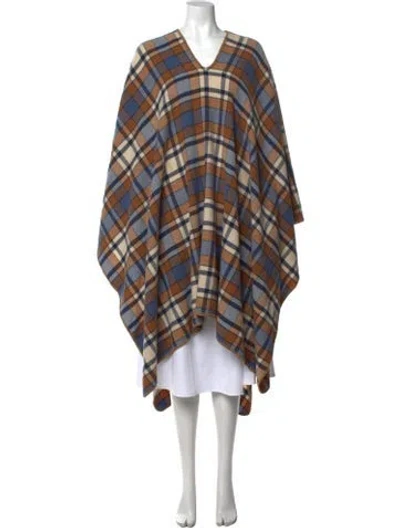 Pre-owned Doen Virgin Wool Plaid Print Sweater In Brown