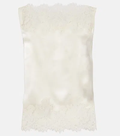 Doen Viviane Cutout Lace-trimmed Silk Top In Neutral