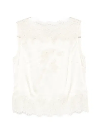 Doen Viviane Lace-trim Top In Neutral
