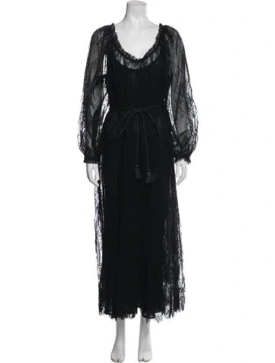 Pre-owned Doen V-neck Long Dress In Blue