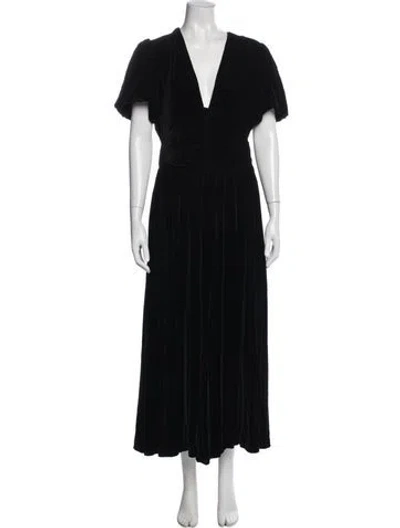 Pre-owned Doen V-neck Long Dress In Blue
