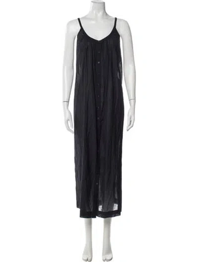 Pre-owned Doen V-neck Long Dress In Blue