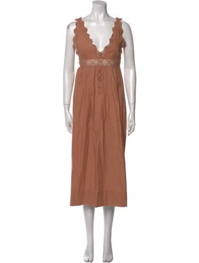 Pre-owned Doen V-neck Long Dress In Neutral