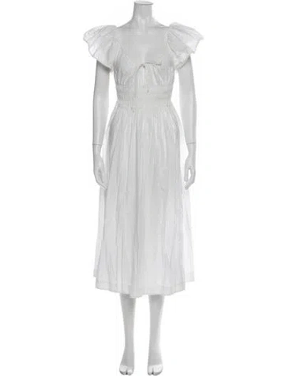 Pre-owned Doen V-neck Long Dress In Neutrals