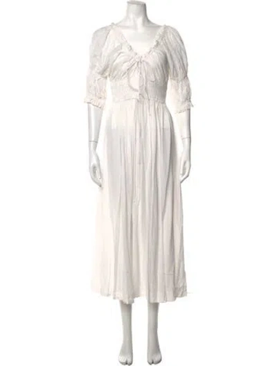 Pre-owned Doen V-neck Long Dress In Neutrals