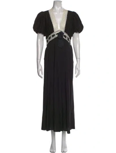 Pre-owned Doen V-neck Long Dress W/ Tags In Black