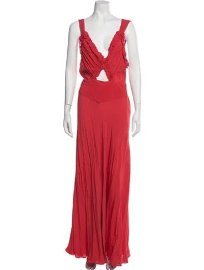 Pre-owned Doen V-neck Long Dress W/ Tags In Orange