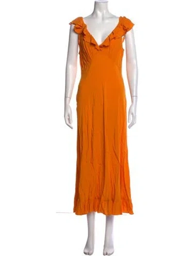 Pre-owned Doen V-neck Long Dress W/ Tags In Orange