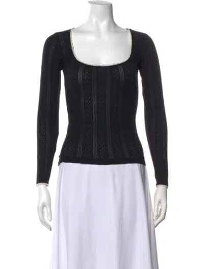 Pre-owned Doen V-neck Long Sleeve Blouse In Black