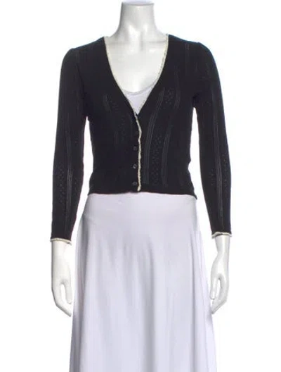 Pre-owned Doen V-neck Long Sleeve Top In Black/neutrals