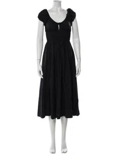 Pre-owned Doen V-neck Midi Length Dress In Black