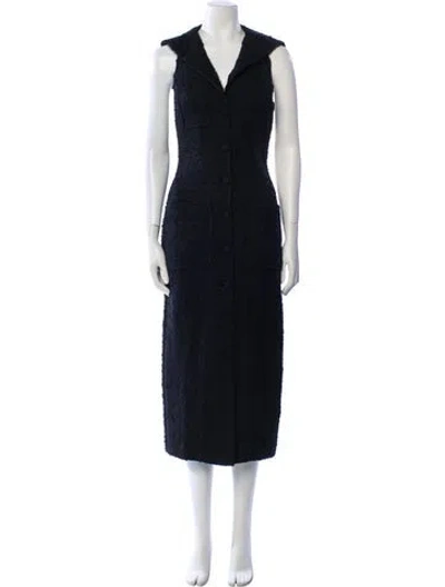 Pre-owned Doen V-neck Midi Length Dress In Blue