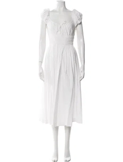 Pre-owned Doen V-neck Midi Length Dress In Blue