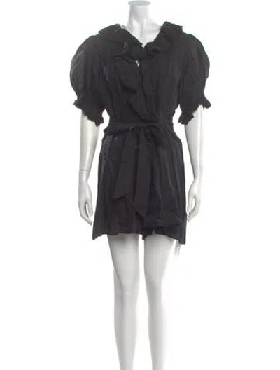 Pre-owned Doen V-neck Mini Dress In Black