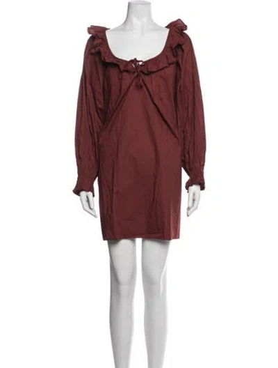 Pre-owned Doen V-neck Mini Dress In Brown
