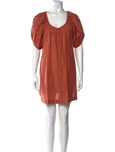 Pre-owned Doen V-neck Mini Dress In Orange