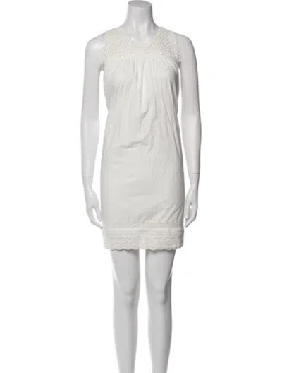 Pre-owned Doen V-neck Mini Dress W/ Tags In White