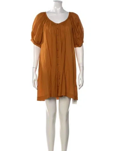 Pre-owned Doen V-neck Mini Dress In Yellow