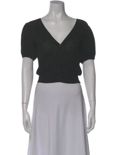 Pre-owned Doen V-neck Short Sleeve Blouse In Gray