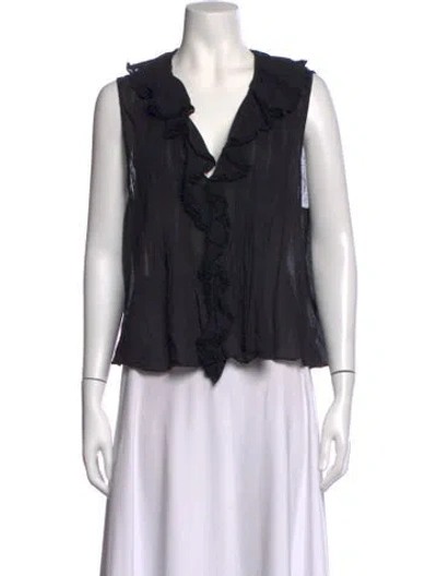 Pre-owned Doen V-neck Sleeveless Blouse In Black
