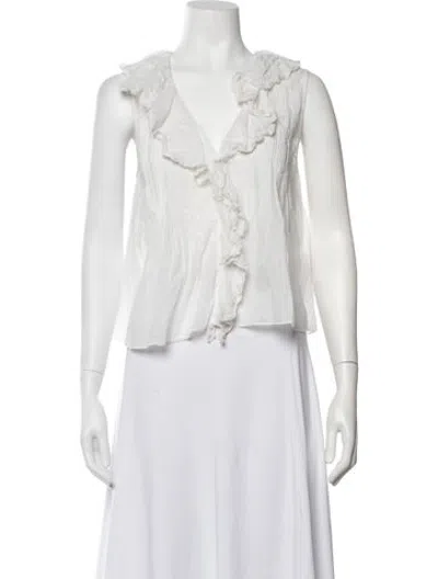 Pre-owned Doen V-neck Sleeveless Blouse In Neutrals