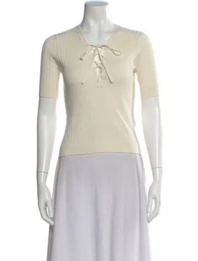 Pre-owned Doen V-neck Sweater In Neutral