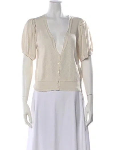 Pre-owned Doen V-neck Sweater In Neutral