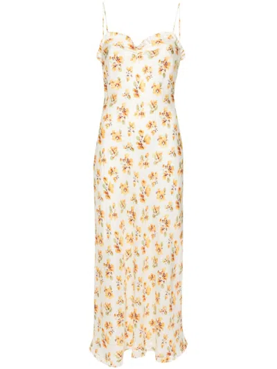 Doen Calsi Midikleid Mit Blumen-print In White