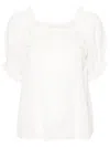 DOEN WHITE FRANCES LACE-TRIM BLOUSE