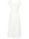 Doen Quinn Tie-detailed Shirred Organic Cotton-poplin Midi Dress In White