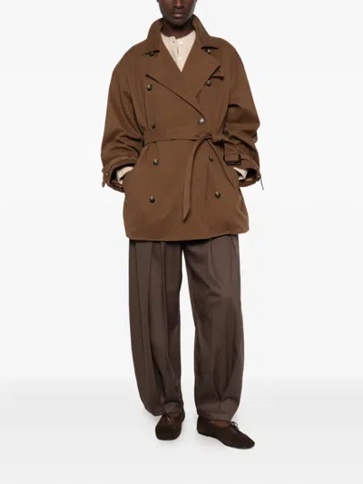 Doen Wolfe Double-breasted Trench Coat In Brown