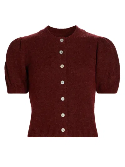 Doen Women's Anisa Alpaca-wool Puff-sleeve Cardigan In Burgundy