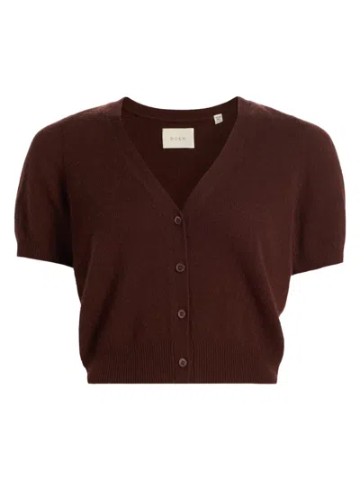 Doen Women's Arella Puff-sleeve Cashmere Cardigan In Brown