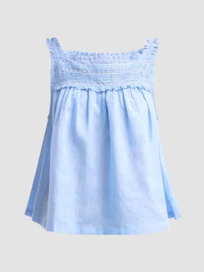 Doen Women's Benita Pintuck & Lace Top In Blue