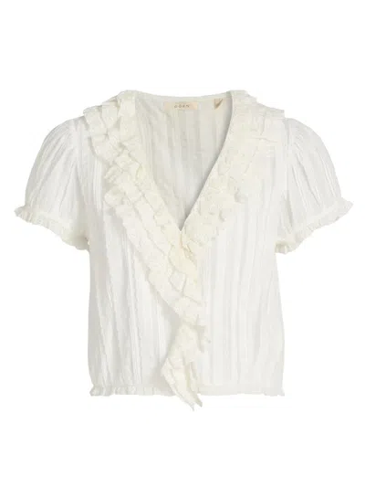 Doen Bernadette Lace-trimmed Pintucked Organic Cotton-voile Blouse In White