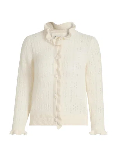 Doen Women's Claudie Ruffle Cardigan In White