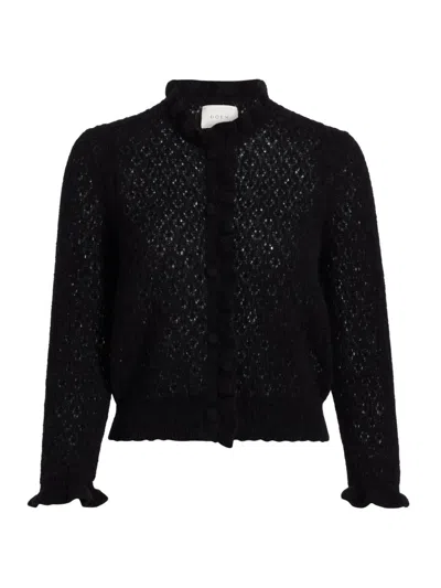 Doen Women's Claudie Wool-blend Open-knit Cardigan In Black