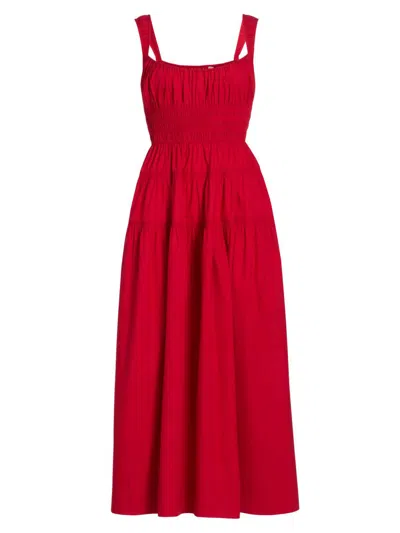 Doen Women's Clover Cotton Fit & Flare Midi-dress In Deep Tomato