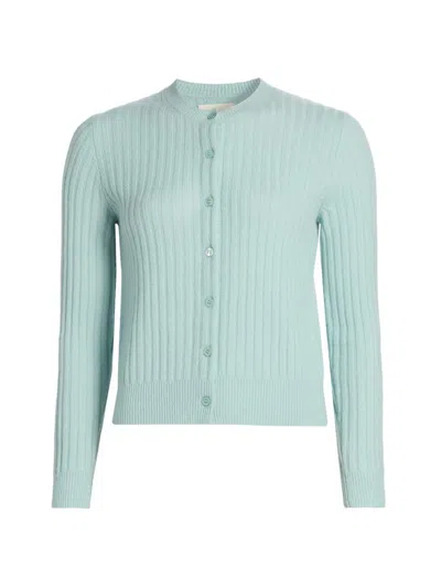 Doen Long Sleeve Cardigan In Blue
