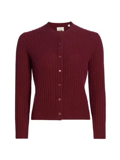 Doen Women's Danae Rib-knit Cashmere Cardigan In Burgundy