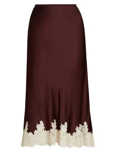 Doen Women's Elowen Silk Lace-trim Skirt In Burgundy
