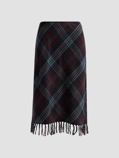 Doen Women's Elowette Knotted Fringe Midi Skirt In Willoughby Plaid
